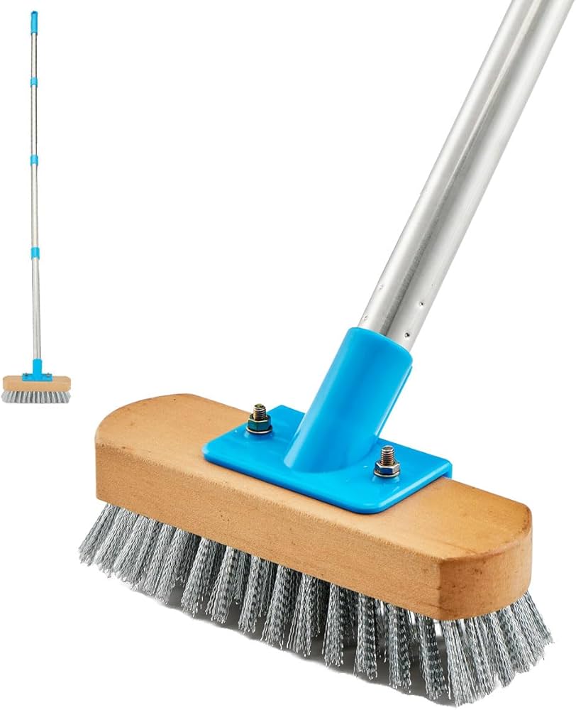 Heavy-Duty Floor Scrubbing Brush with Handle