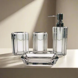 Transparent Black Border Bath Set